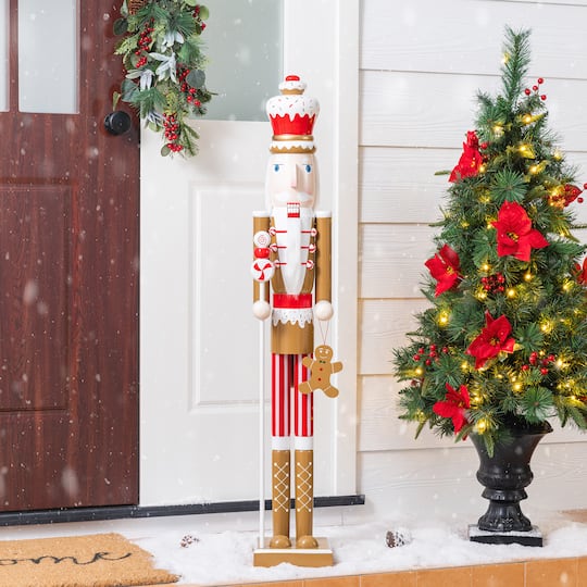 Glitzhome® 42" Wooden Christmas Gingerbread Man Nutcracker